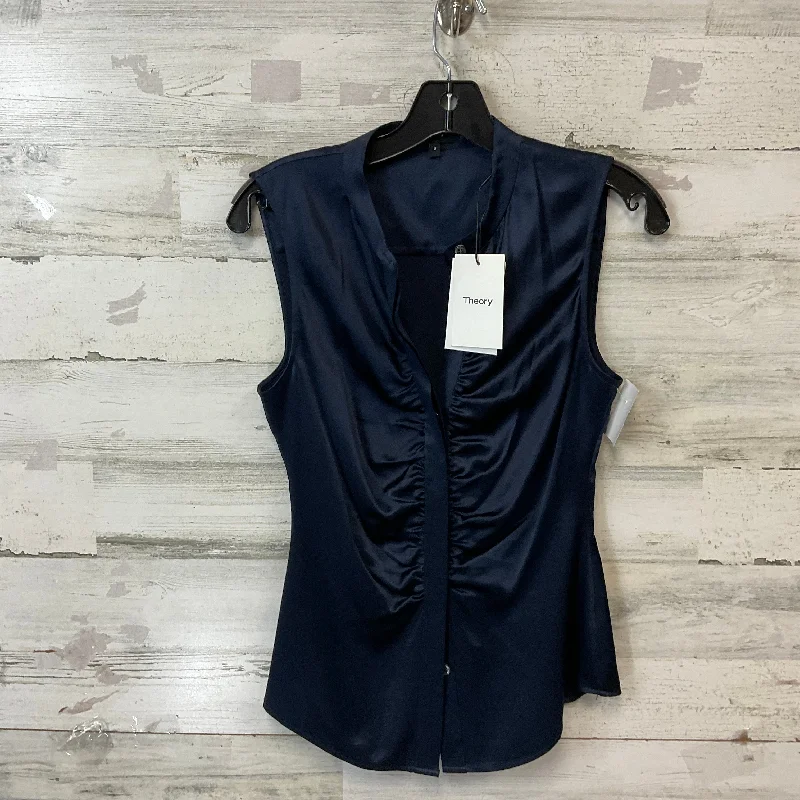 Blouse Sleeveless By Theory In Navy, Size: S