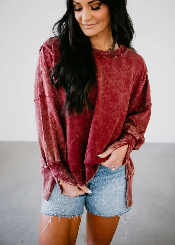 Arie Acid Wash Pullover