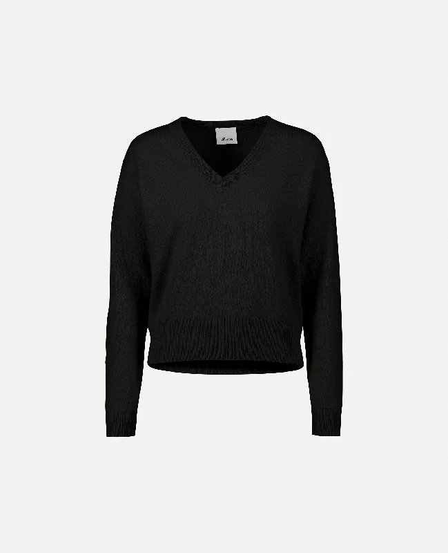 V-Pullover aus Cashmere in Schwarz