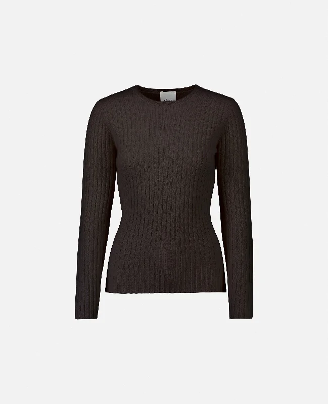 Rundhals Pullover aus Cashmere in Braun