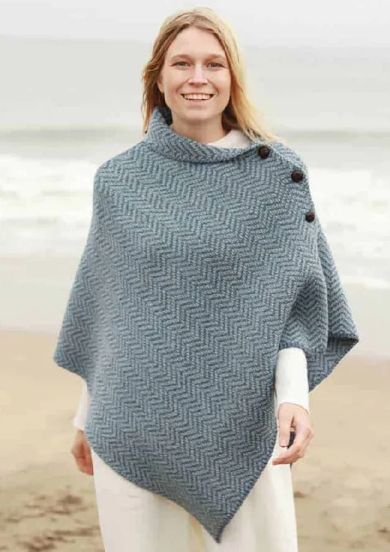 Ladies Herringbone Aran Poncho