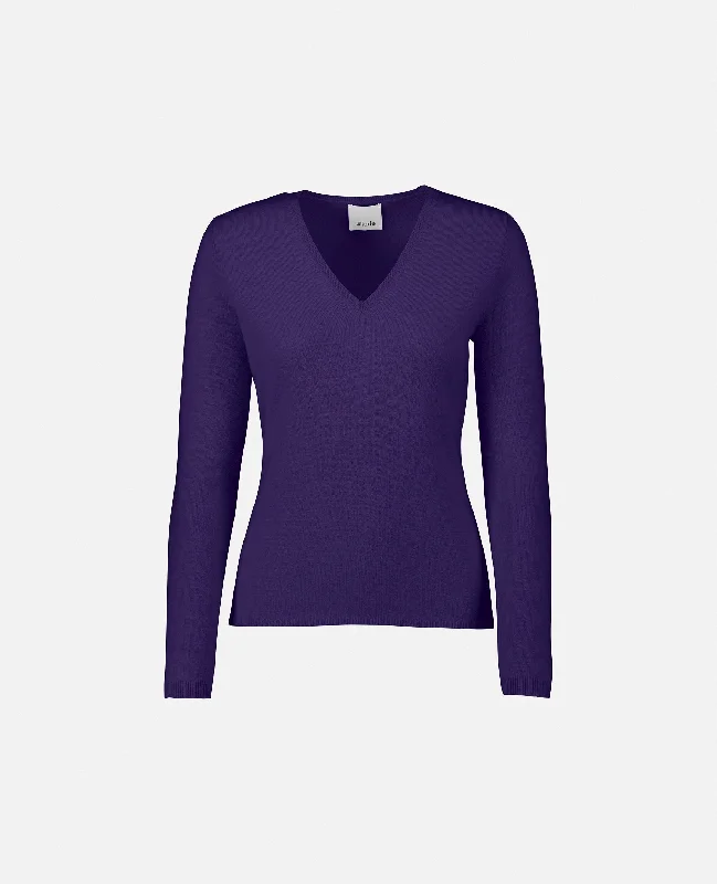 V-Pullover aus Cashmere in Lila