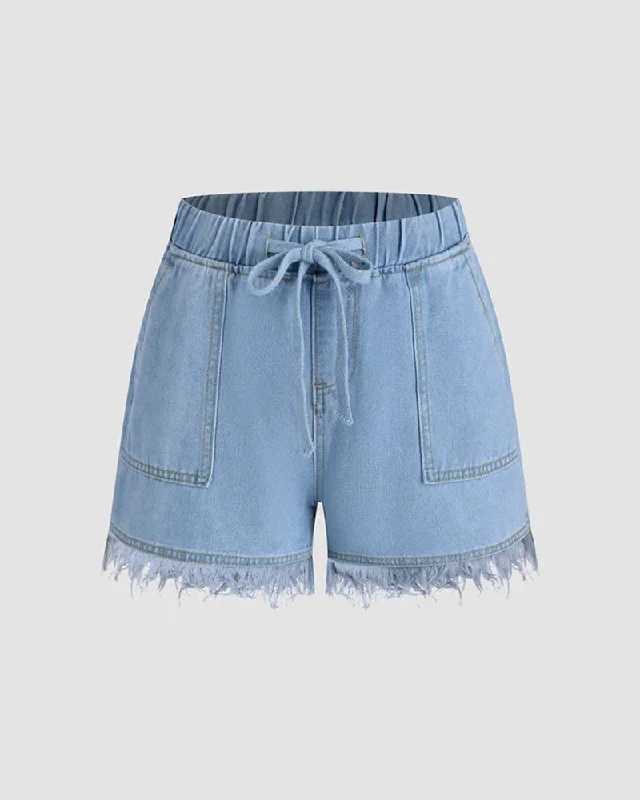 Relaxed Pocket Definition Denim Shorts