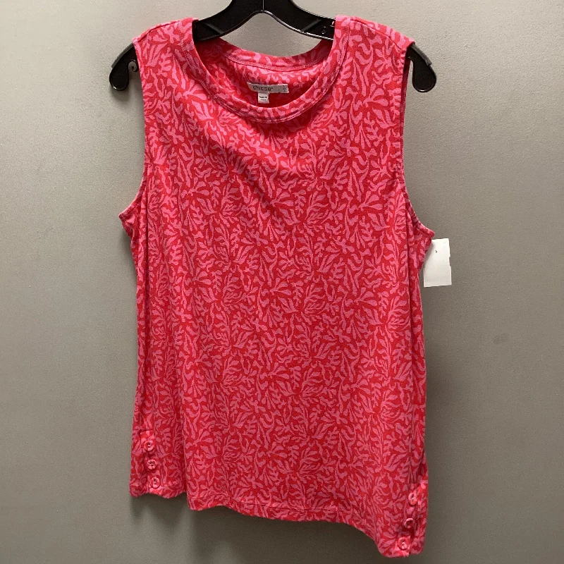 Top Sleeveless By Chicos In Red, Size: L