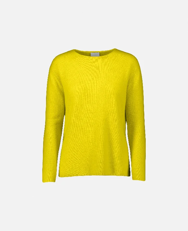 Rundhals Pullover aus Cashmere in Gelb