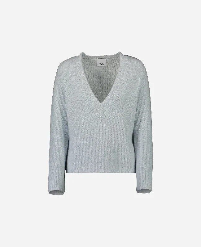 Pullover aus Cashmere in Blau - Gerade Passform