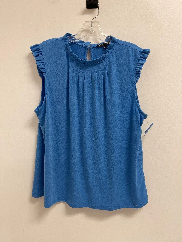 Top Sleeveless By Adrianna Papell In Blue, Size: Xl