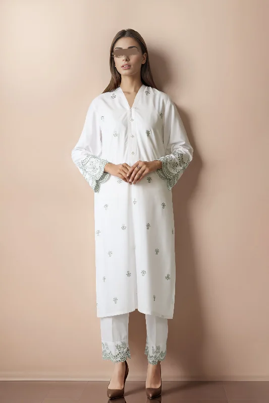 Solid Embroidered Formal Blended Suit