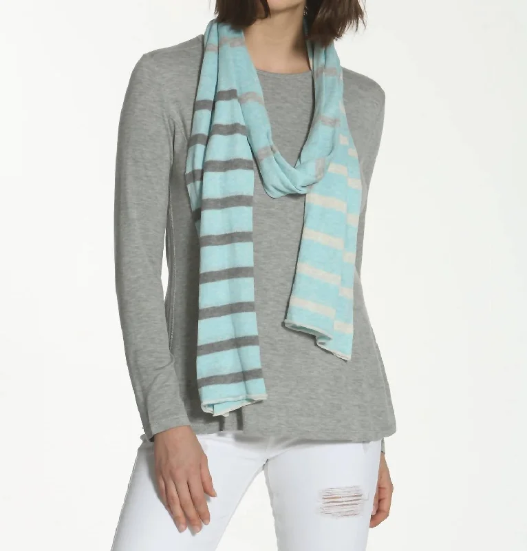 Striped Tube Scarf In Mint/grey Combo