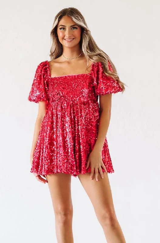 Glamourous Shine Sequined Romper - Fuchsia