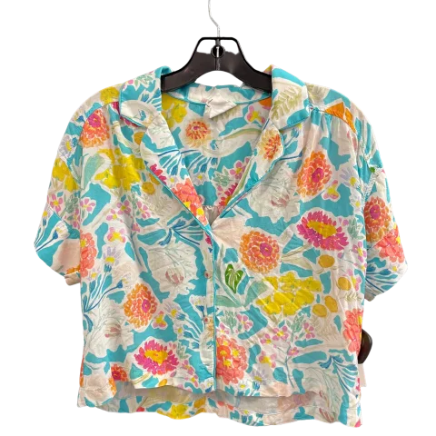 Floral Top Short Sleeve Designer Anthropologie, Size S