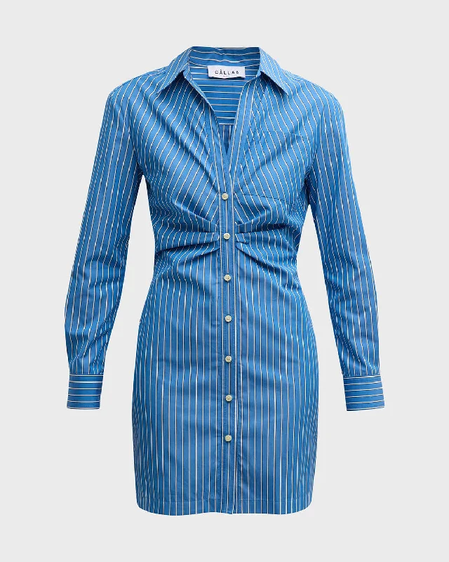 Odette Striped Cotton Mini Shirtdress