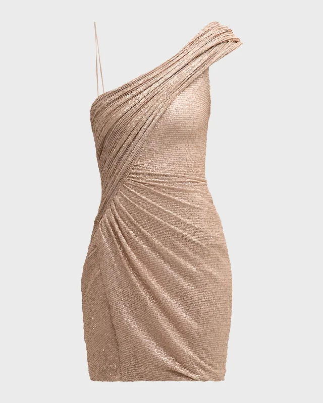 One-Shoulder Shell Sculpted Mini Dress