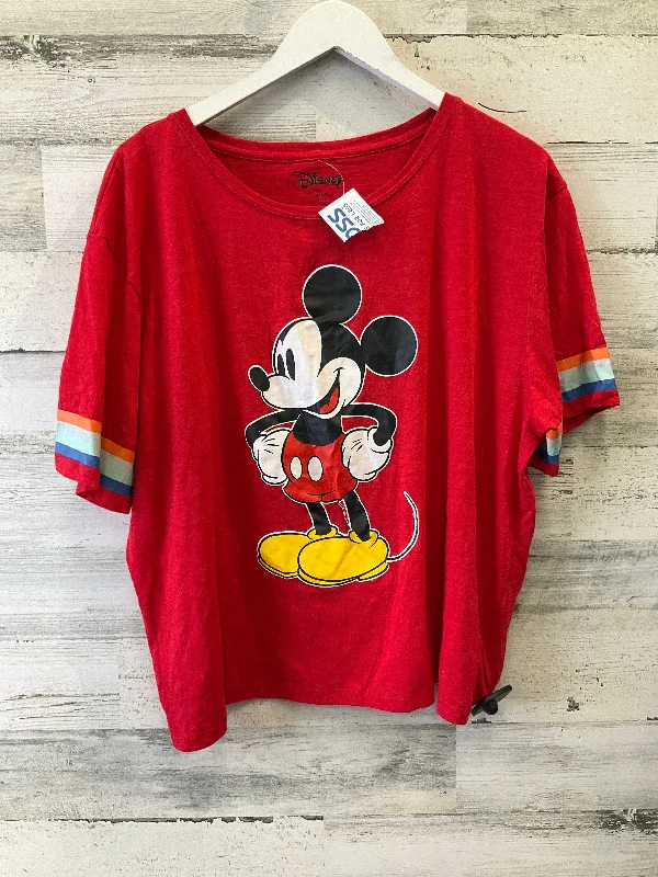 Red Top Short Sleeve Disney Store, Size 2x