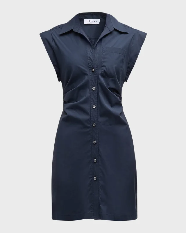 Robbie Button-Front Mini Shirtdress