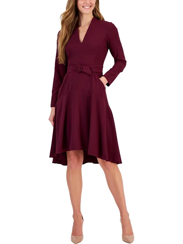 Womens Asymmetric Mini Fit & Flare Dress