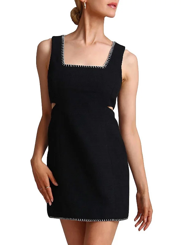 Womens Contrast Trim Mini Sheath Dress