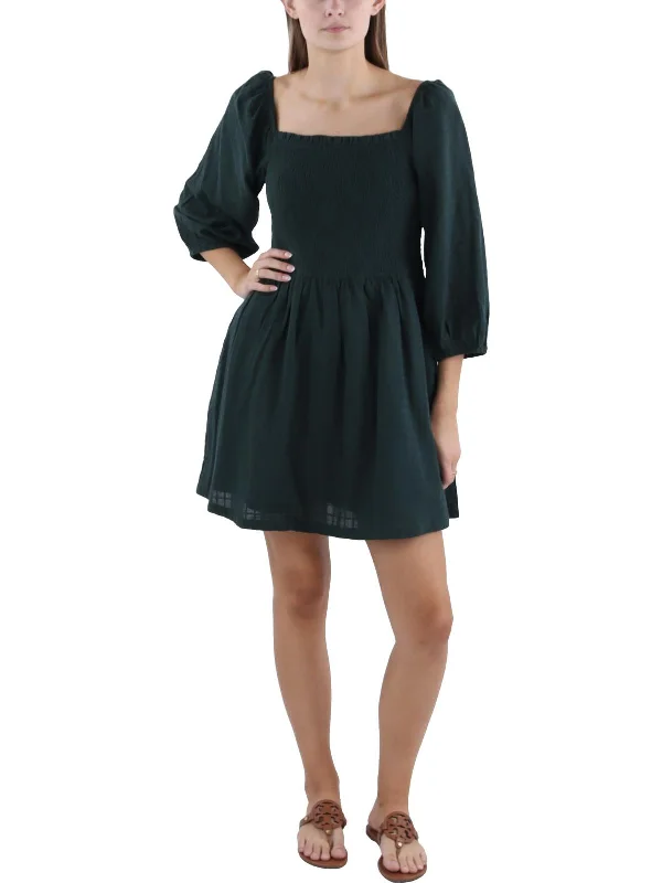 Womens Cotton Above Knee Mini Dress