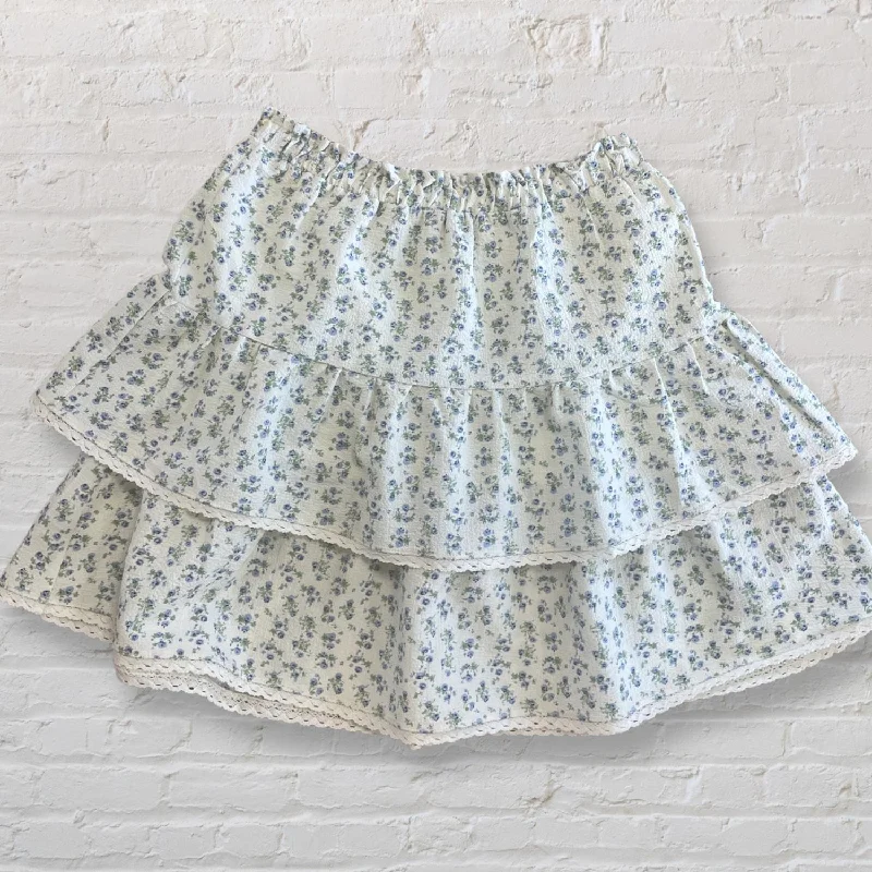 Women's Floral Ruffle Skirt In Blue