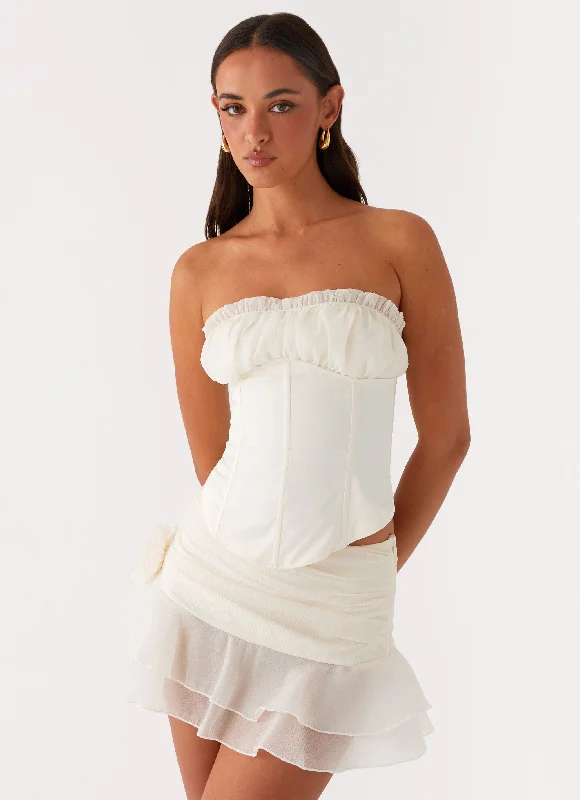 Call Me Never Strapless Corset Top - Ivory