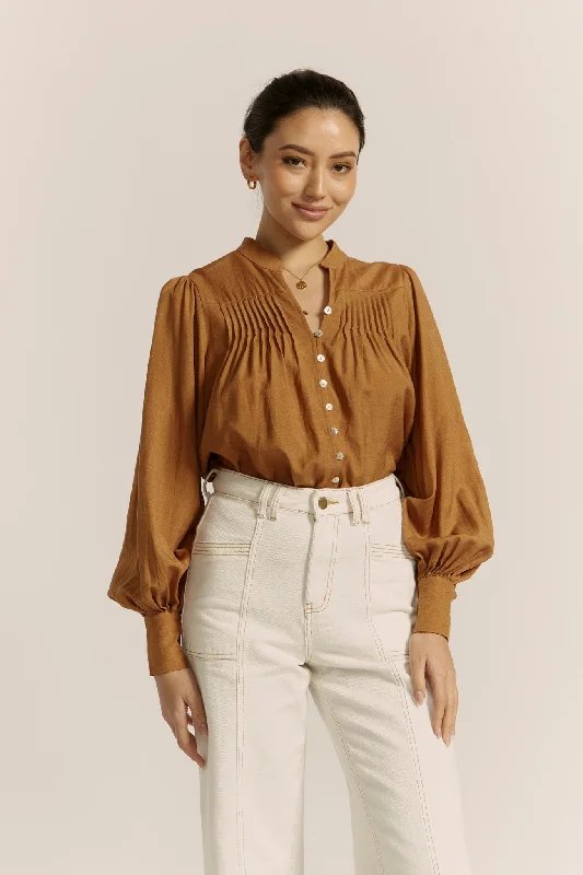 Moira Tan Balloon Sleeve Blouse