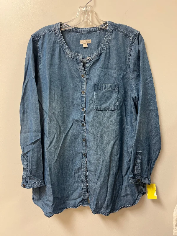 Top Long Sleeve By J. Jill In Blue Denim, Size: Lp