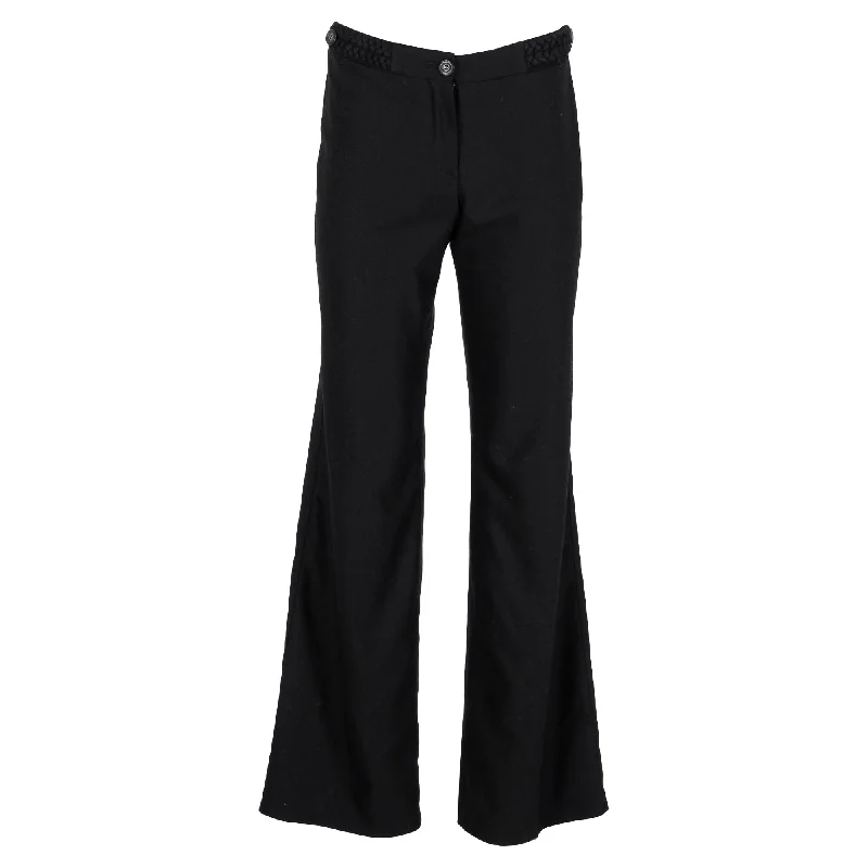 Burberry High-Waisted Bell Pants in Black Wool