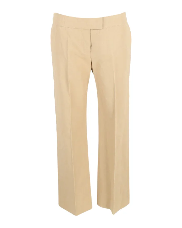 Chloe Wide Leg Trousers in Beige Cotton