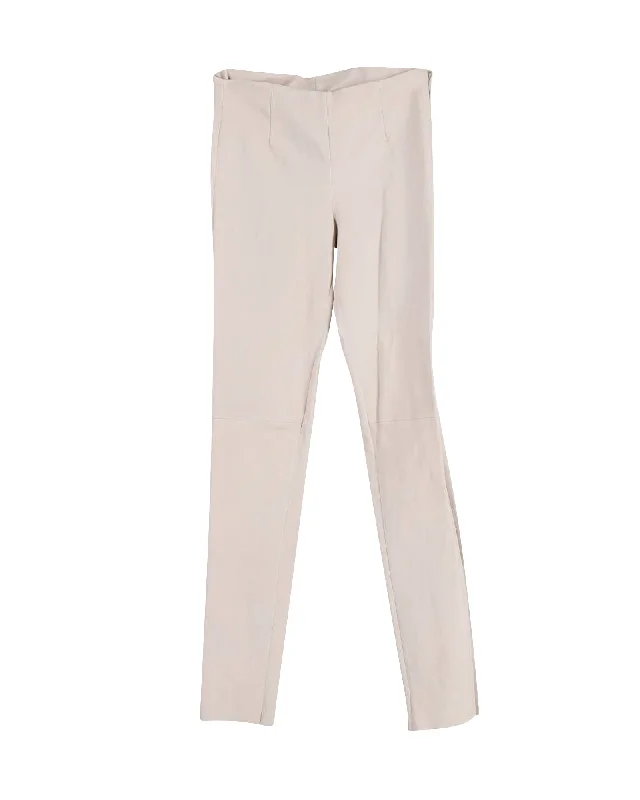 Maison Margiela MM6 Straight Leg Pants in Beige Leather