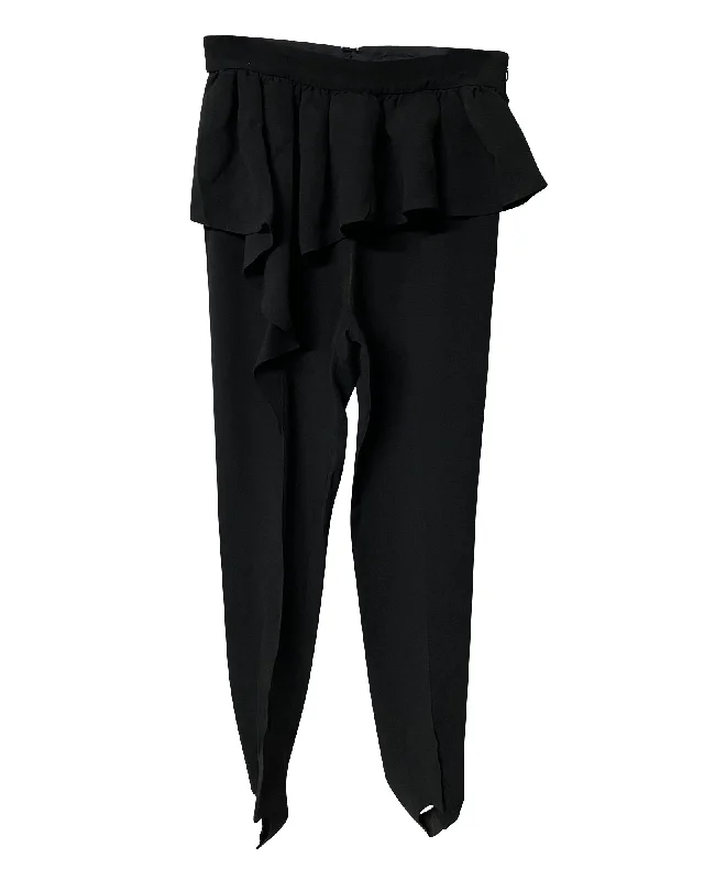 Moschino Ruffled Leggings with Foot Strap in Black Acetate