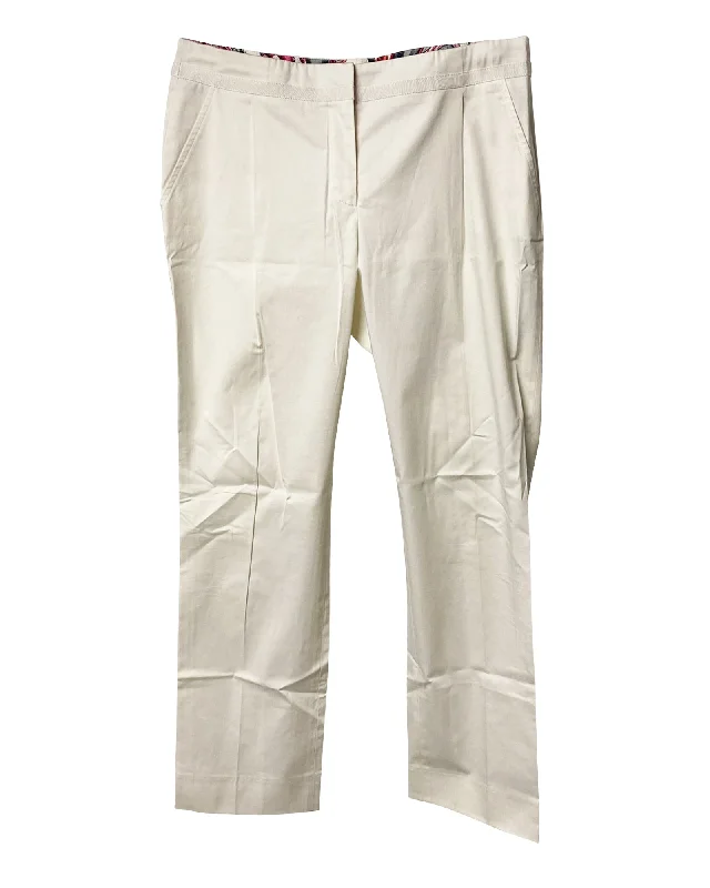 Salvatore Ferragamo White Trousers in White Silk