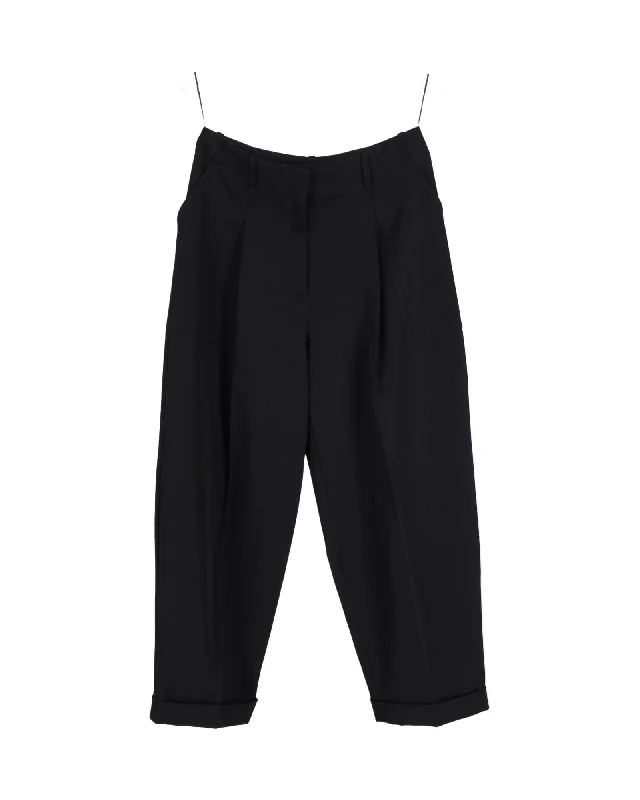 Stella McCartney Pleated Trousers in Black Cotton