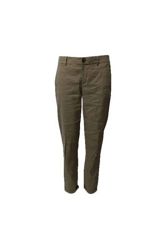 Vince Straight Leg Trousers in Tan Linen Blend