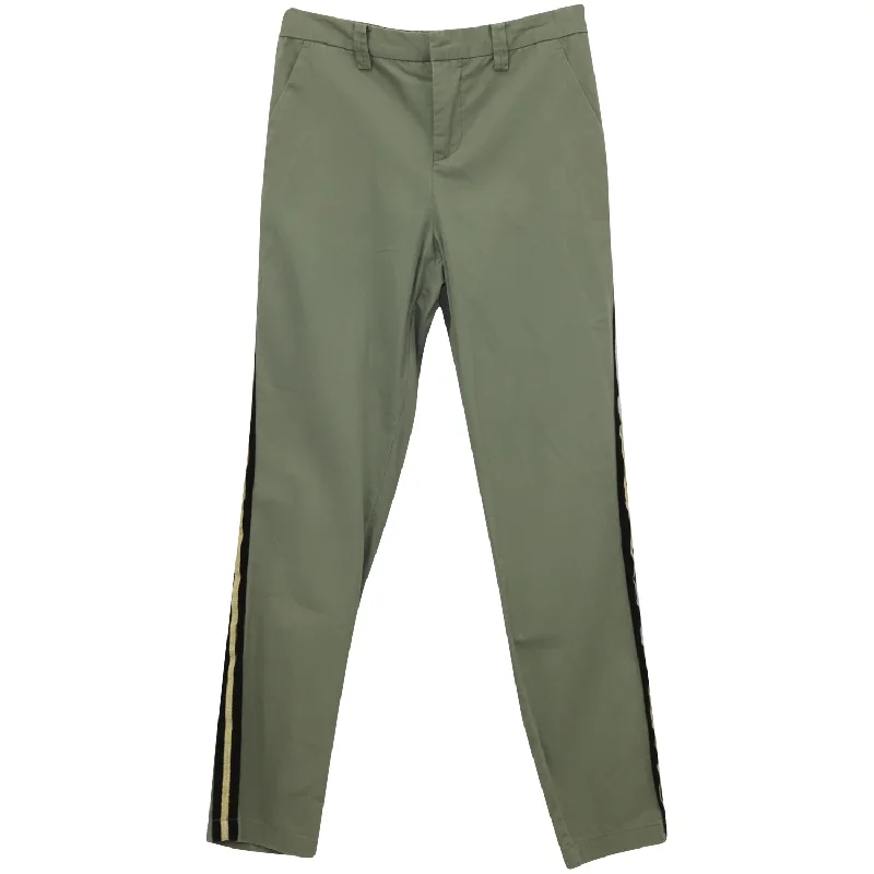 Zadig Voltaire Side-Stripe Trousers in Khaki Cotton