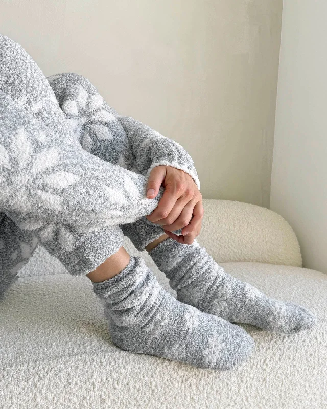 Grey Snowflake Bia Fuzzy Socks