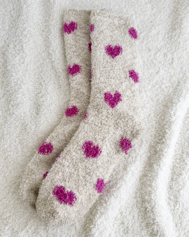 Pink Hearts Bia Fuzzy Socks