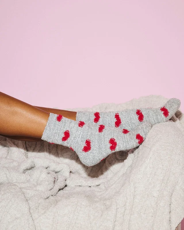 Red Hearts Bia Fuzzy Socks